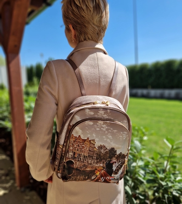 plecak włoski marki Ynot Milano wysokiej jakości premium z ciekawym nadrukiem