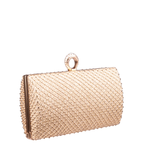 Złota biżuteryjna torebka wieczorowa