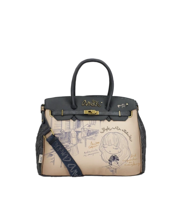 Anekke Mademoiselle Studio duża elegancka torebka z uchwytami i paskiem