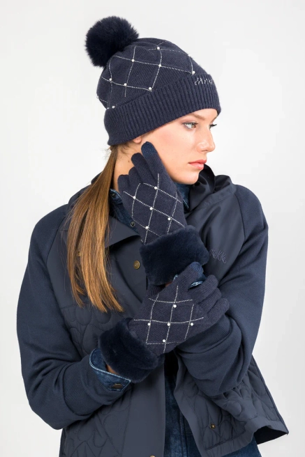 Anekke zestaw granatowe czapka i rękawiczki