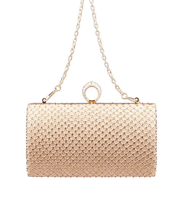 Złota biżuteryjna torebka wieczorowa