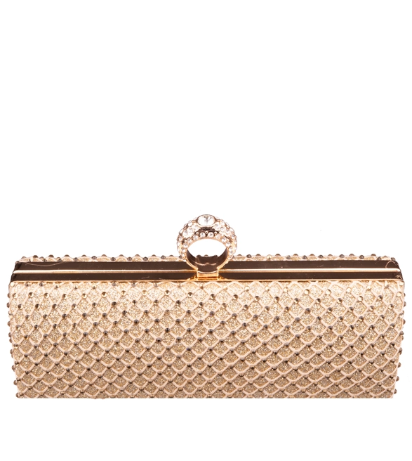 Złota biżuteryjna torebka wieczorowa