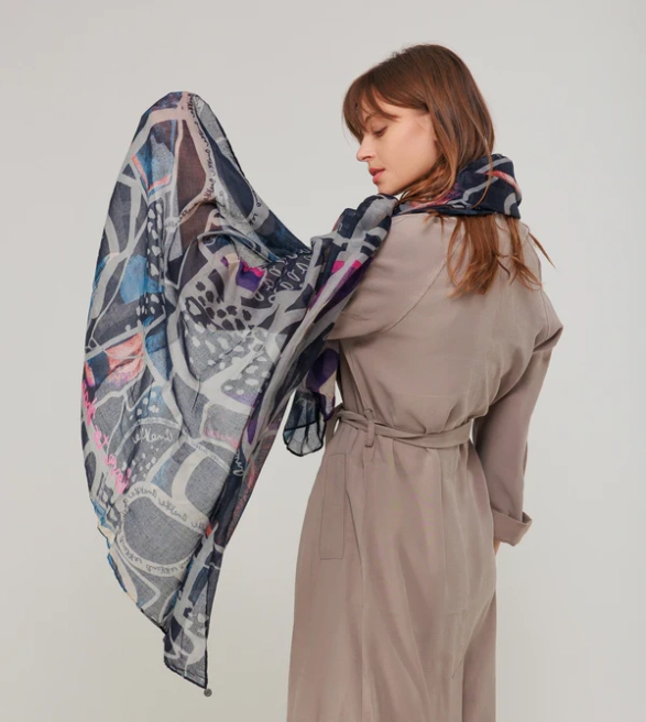 Anekke Imaginary duży szal z nadrukiem