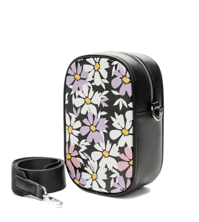 Keddo mini torebka na telefon czarna w kwiaty