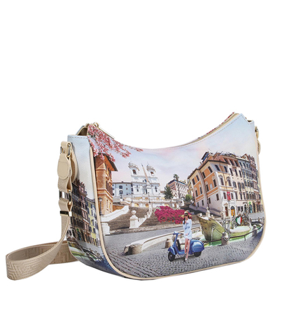 Pojemna torebka listonoszka z motywem Rzymu