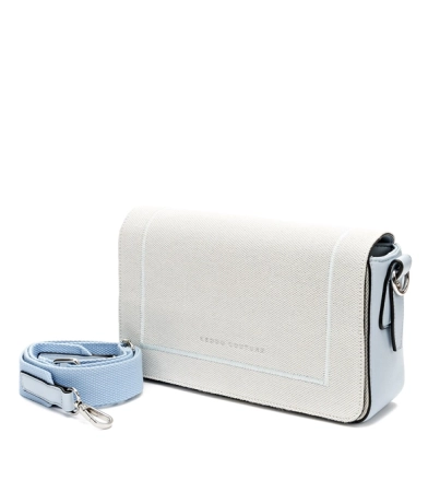 Keddo torebka na ramię kremowo-błękitna z bawełnianą klapą