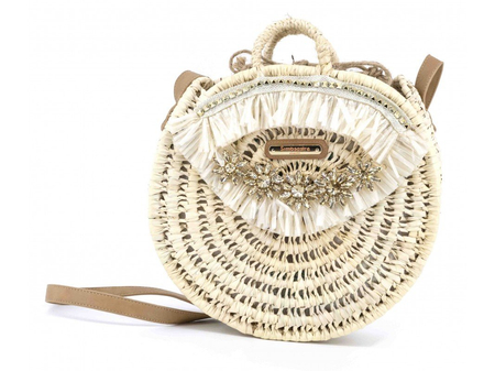 Simosastre okrągły ręcznie pleciony mały koszyk z kryształkami