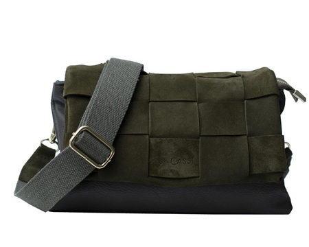 Cassi miękka pleciona torebka na ramię butelkowa zieleń