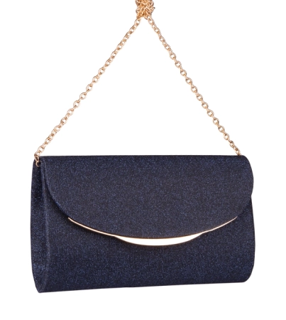 Granatowa torebka kopertowa ze złotymi detalami