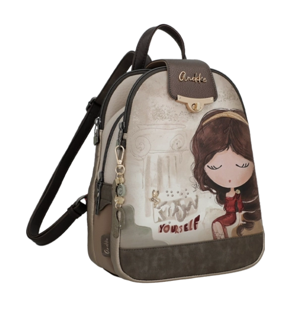 Anekke Muse śliczny plecak miejski z ozdobną klapką i nadrukiem