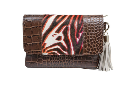 Evelinas elegancka torebka skórzana w cętki ręcznie robiona