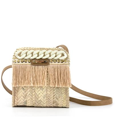 Simosastre koszyk handmade z długim paskiem i ozdobami