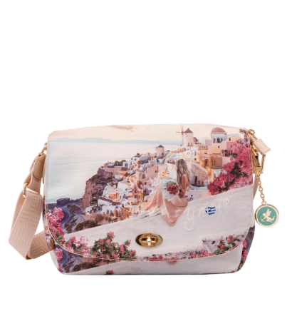 Ynot Milano listonoszka z kolorowym nadrukiem wyspy Santorini