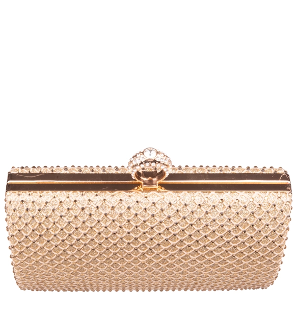 Złota biżuteryjna torebka wieczorowa