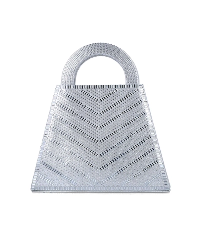 Menbur torebka wizytowa srebrna z kryształkami i łańcuszkiem na ramię