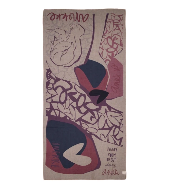 Anekke Heartbeat szal duży z nadrukiem