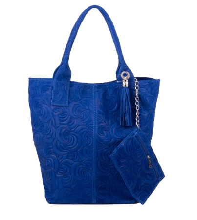 Torebka ze skóry naturalnej w tłoczony wzór