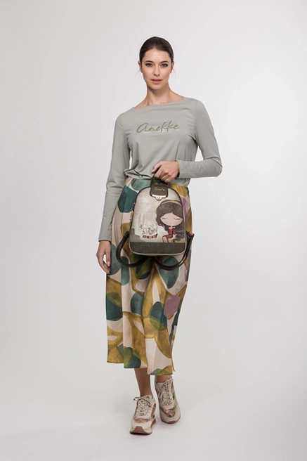 Anekke Muse śliczny plecak miejski z ozdobną klapką i nadrukiem