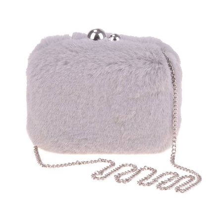 Menbur szara futrzana torebka pudełeczko 