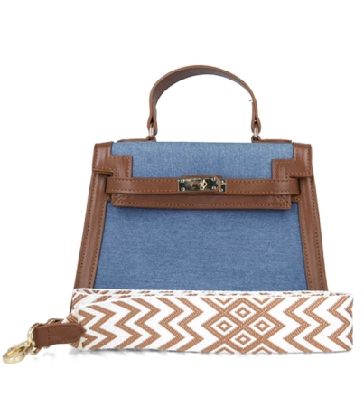 Menbur torebka jeansowa pojemna z uchwytem i szerokim paskiem 