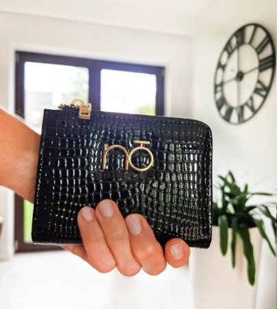 Nobo portfel średni croco lakierowany czarny 