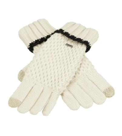 Anekke rękawiczki zimowe kremowe z lamówką 