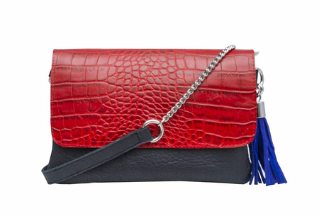 Evelinas torebka skórzana handmade czarno-czerwona 