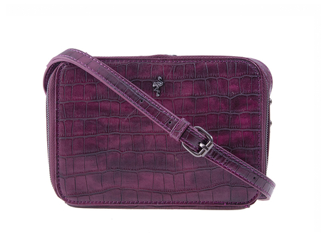 Menbur klasyczna bordowa torebka na ramię croco
