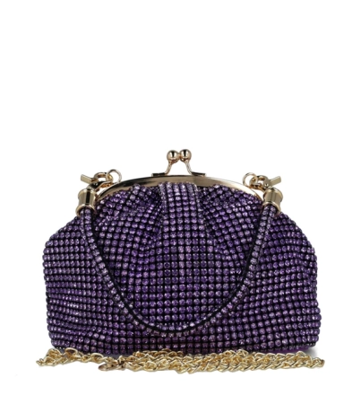 Menbur torebka sakiewka fioletowa z krókim uchwytem i długim łańcuszkiem